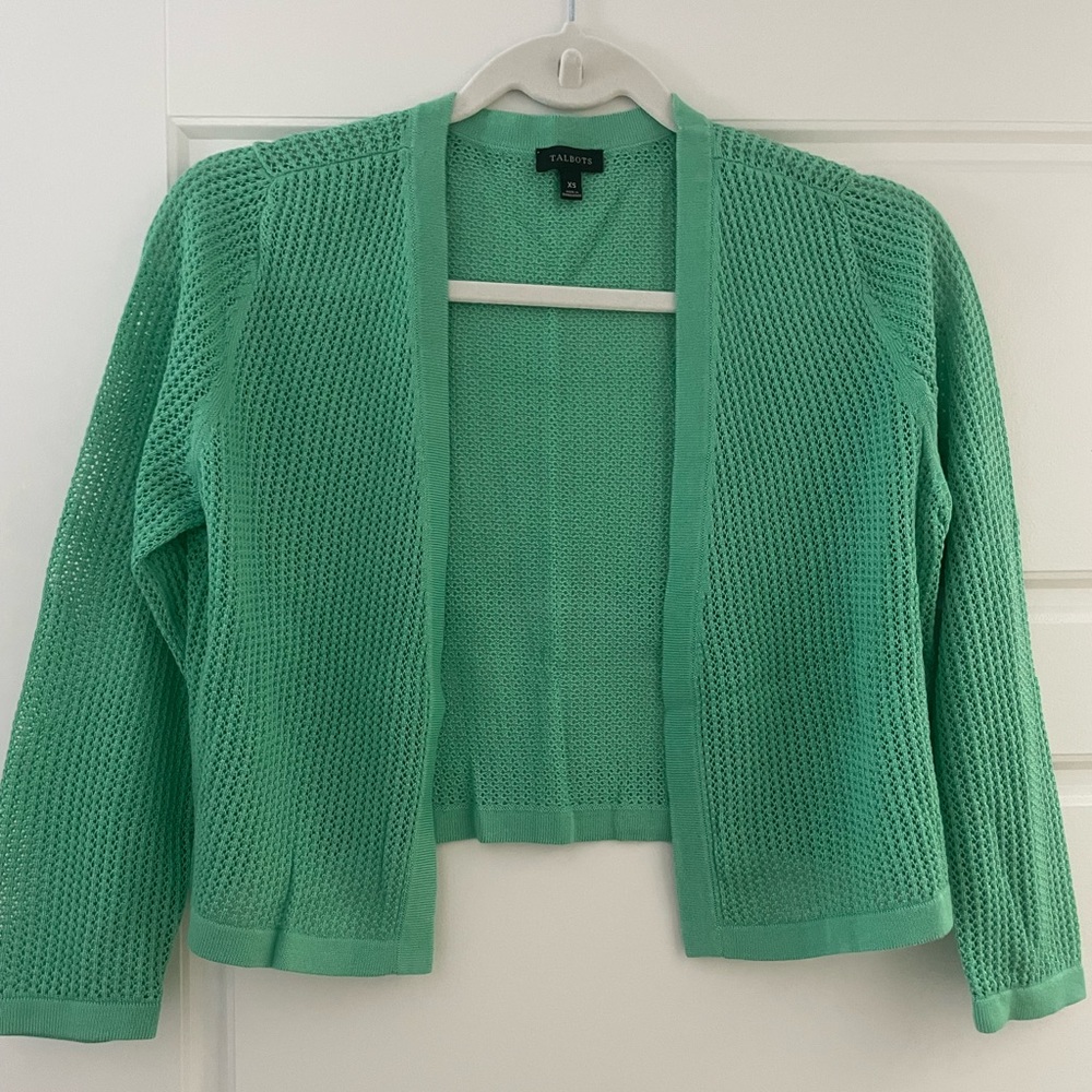 Talbots Cropped Crochet Cardigan